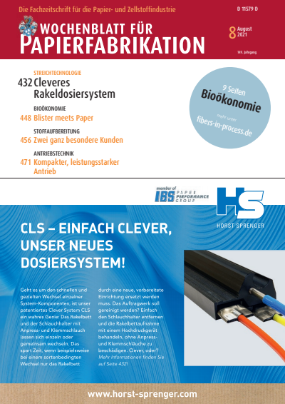 Cover der Ausgabe: Wochenblatt für Papierfabrikation Jahrgang 149 (2021), Heft 8
