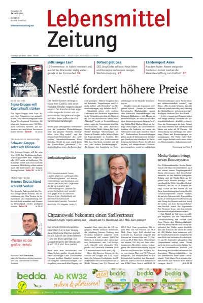 Cover der Ausgabe: Lebensmittel Zeitung Jahrgang 73 (2021), Heft 28