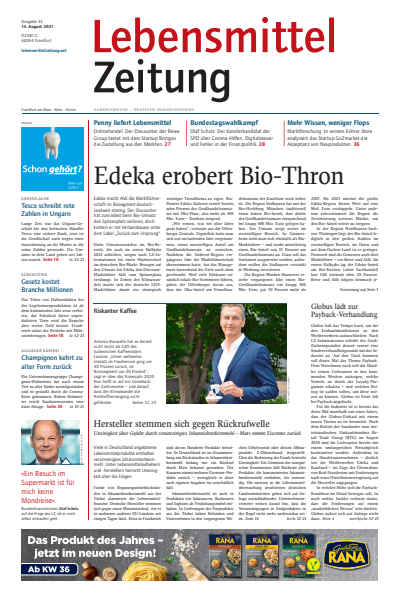 Cover der Ausgabe: Lebensmittel Zeitung Jahrgang 73 (2021), Heft 32