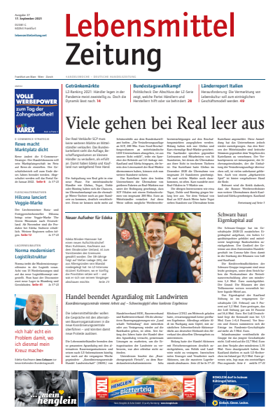 Cover der Ausgabe: Lebensmittel Zeitung Jahrgang 73 (2021), Heft 37