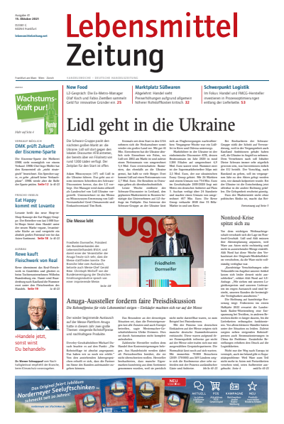 Cover der Ausgabe: Lebensmittel Zeitung Jahrgang 73 (2021), Heft 41