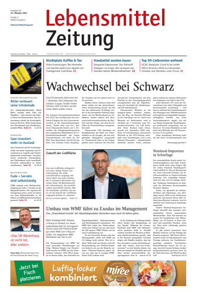 Cover der Ausgabe: Lebensmittel Zeitung Jahrgang 73 (2021), Heft 42