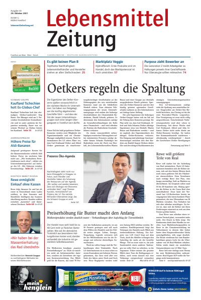 Cover der Ausgabe: Lebensmittel Zeitung Jahrgang 73 (2021), Heft 43