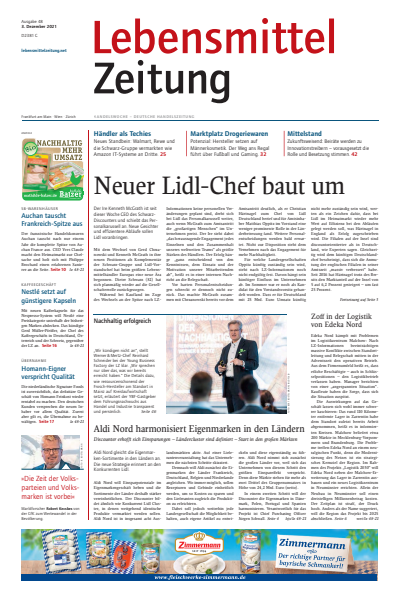 Cover der Ausgabe: Lebensmittel Zeitung Jahrgang 73 (2021), Heft 48