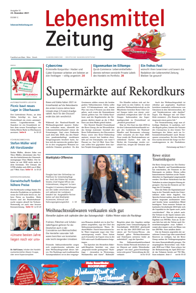 Cover der Ausgabe: Lebensmittel Zeitung Jahrgang 73 (2021), Heft 51