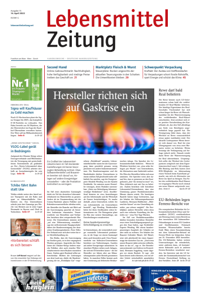 Cover of Volume: Lebensmittel Zeitung Volume 74 (2022), Edition 15