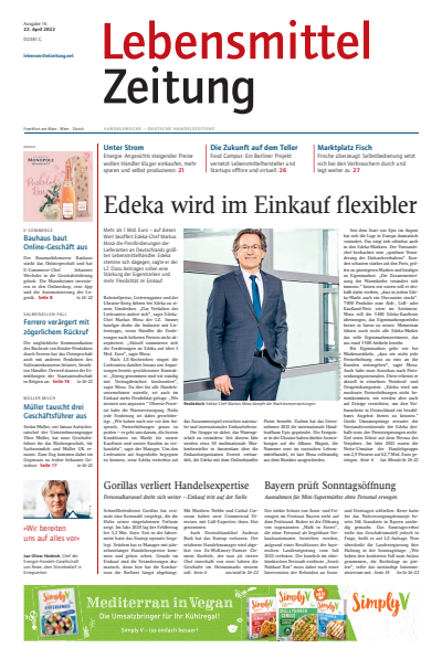 Cover of Volume: Lebensmittel Zeitung Volume 74 (2022), Edition 16