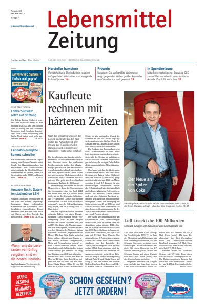 Cover of Volume: Lebensmittel Zeitung Volume 74 (2022), Edition 20