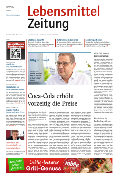 Cover of Volume: Lebensmittel Zeitung Volume 74 (2022), Edition 28