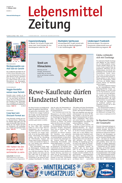 Cover of Volume: Lebensmittel Zeitung Volume 74 (2022), Edition 40