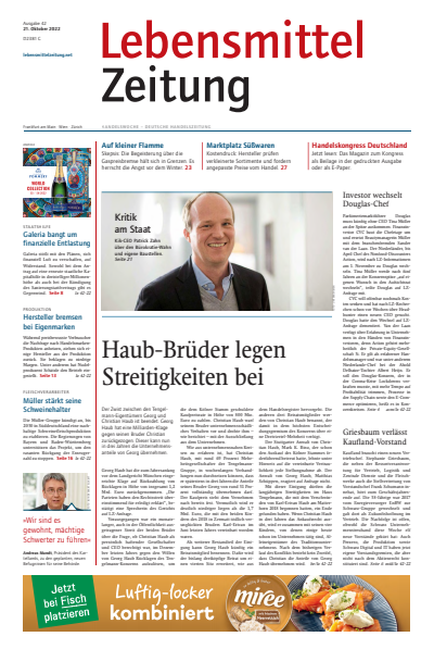 Cover of Volume: Lebensmittel Zeitung Volume 74 (2022), Edition 42