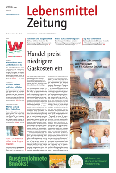 Cover der Ausgabe: Lebensmittel Zeitung Jahrgang 74 (2022), Heft 44