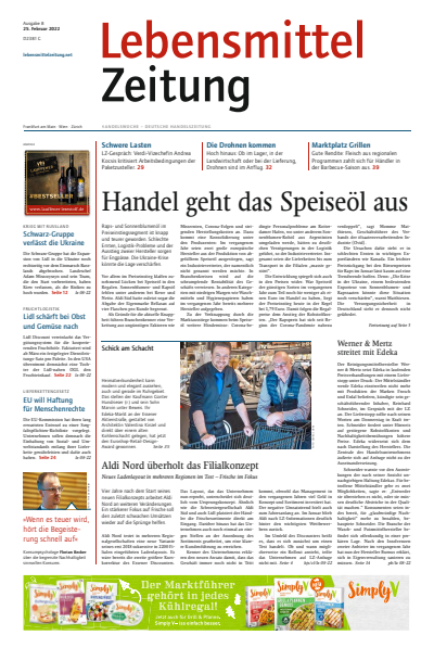 Cover der Ausgabe: Lebensmittel Zeitung Jahrgang 74 (2022), Heft 8