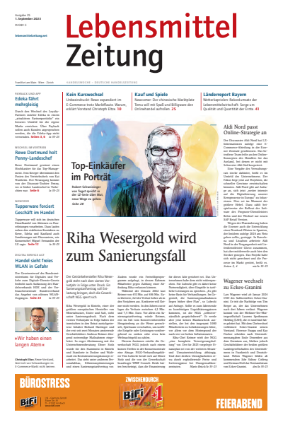 Cover der Ausgabe: Lebensmittel Zeitung Jahrgang 75 (2023), Heft 35