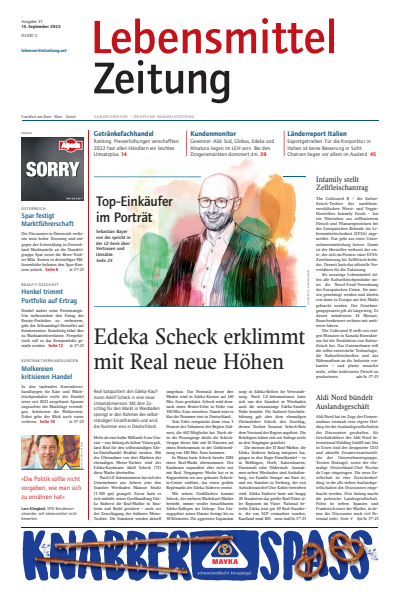 Cover der Ausgabe: Lebensmittel Zeitung Jahrgang 75 (2023), Heft 37