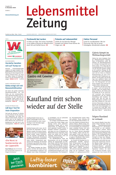 Cover of Volume: Lebensmittel Zeitung Volume 76 (2024), Edition 49