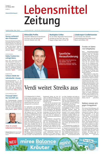 Cover der Ausgabe: Lebensmittel Zeitung Jahrgang 76 (2024), Heft 8