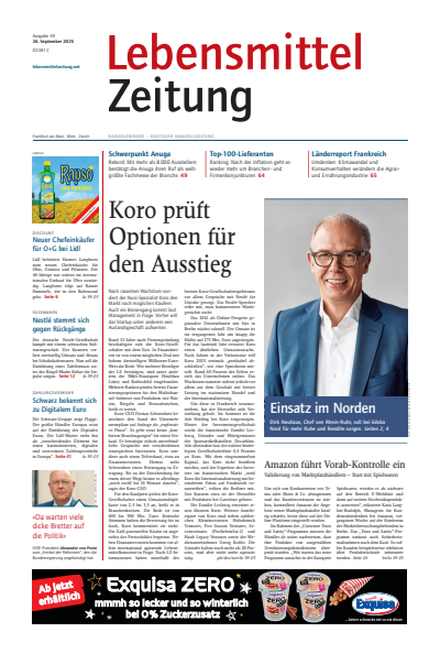 Cover der Ausgabe: Lebensmittel Zeitung Jahrgang 77 (2025), Heft 39