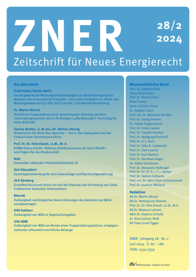Cover of Volume: Zeitschrift für Neues Energierecht Volume 5 (2024), Edition 2