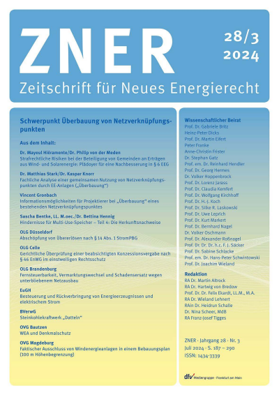 Cover of Volume: Zeitschrift für Neues Energierecht Volume 5 (2024), Edition 3