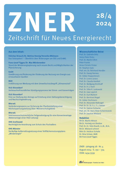 Cover of Volume: Zeitschrift für Neues Energierecht Volume 5 (2024), Edition 4