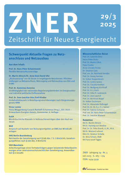 Cover of Volume: Zeitschrift für Neues Energierecht Volume 6 (2025), Edition 3