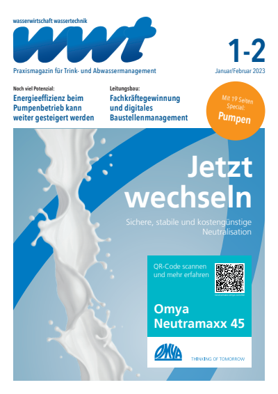 Cover der Ausgabe: wwt Wasserwirtschaft Wassertechnik Jahrgang 72 (2023), Heft 1-2