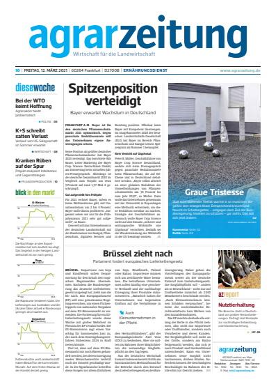 Cover der Ausgabe: agrarzeitung Jahrgang 76 (2021), Heft 10