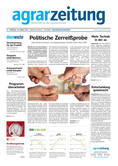 Cover der Ausgabe: agrarzeitung Jahrgang 76 (2021), Heft 11