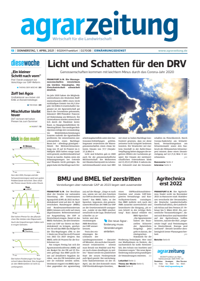 Cover der Ausgabe: agrarzeitung Jahrgang 76 (2021), Heft 13