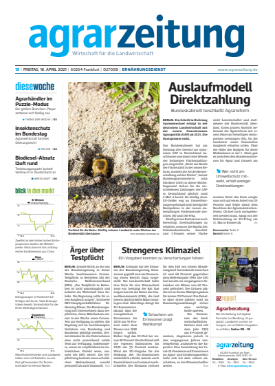 Cover der Ausgabe: agrarzeitung Jahrgang 76 (2021), Heft 15