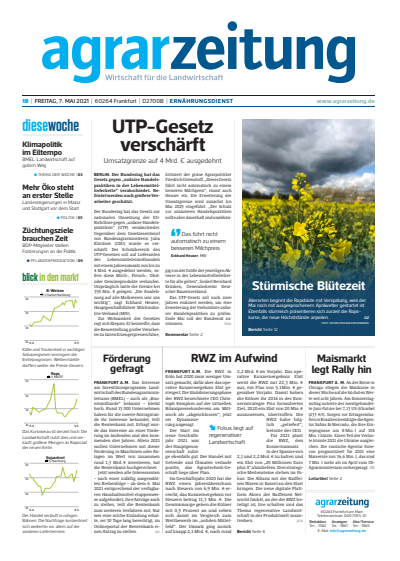 Cover der Ausgabe: agrarzeitung Jahrgang 76 (2021), Heft 18