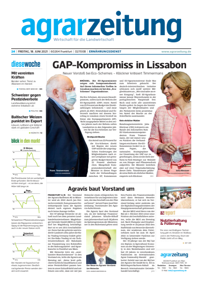 Cover der Ausgabe: agrarzeitung Jahrgang 76 (2021), Heft 24
