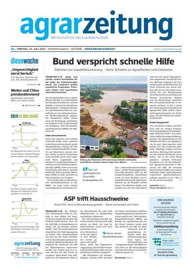 Cover der Ausgabe: agrarzeitung Jahrgang 76 (2021), Heft 29