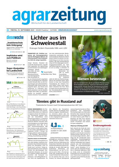 Cover of Volume: agrarzeitung Volume 76 (2021), Edition 36