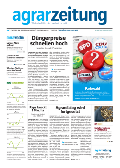 Cover of Volume: agrarzeitung Volume 76 (2021), Edition 38