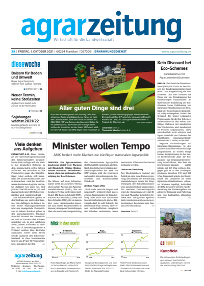 Cover of Volume: agrarzeitung Volume 76 (2021), Edition 39