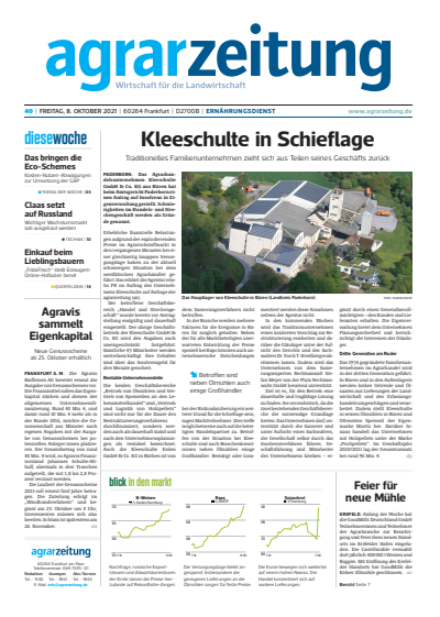 Cover of Volume: agrarzeitung Volume 76 (2021), Edition 40