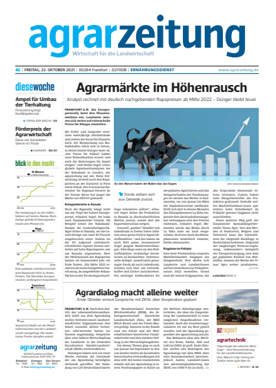 Cover of Volume: agrarzeitung Volume 76 (2021), Edition 42