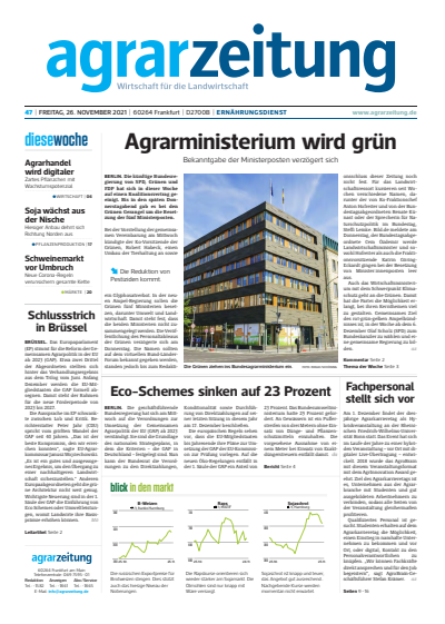 Cover der Ausgabe: agrarzeitung Jahrgang 76 (2021), Heft 47