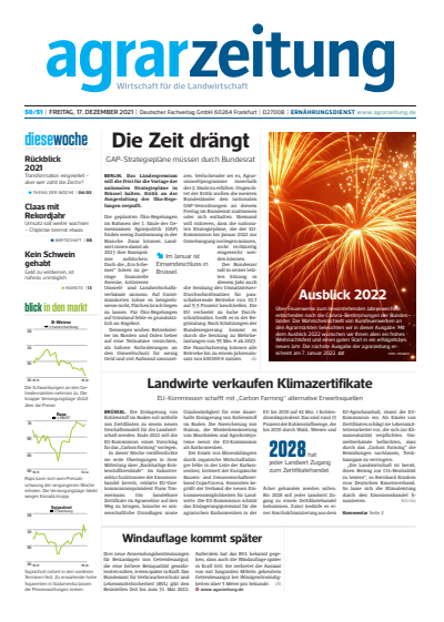 Cover der Ausgabe: agrarzeitung Jahrgang 76 (2021), Heft 50-51