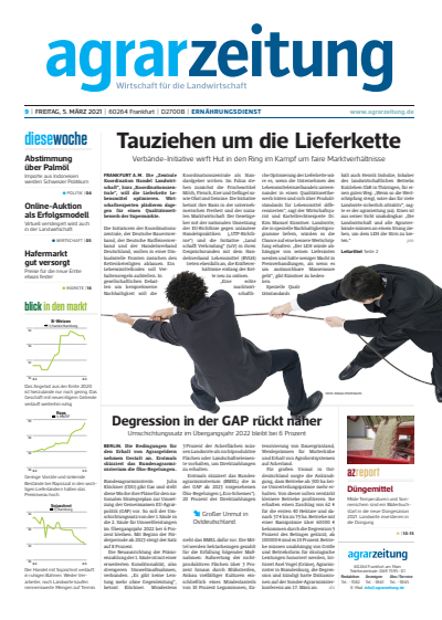Cover der Ausgabe: agrarzeitung Jahrgang 76 (2021), Heft 9