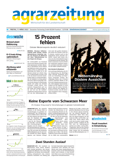 Cover der Ausgabe: agrarzeitung Jahrgang 77 (2022), Heft 10