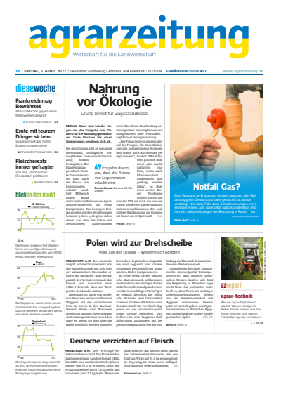 Cover der Ausgabe: agrarzeitung Jahrgang 77 (2022), Heft 13