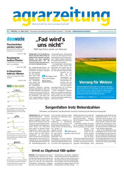 Cover der Ausgabe: agrarzeitung Jahrgang 77 (2022), Heft 19