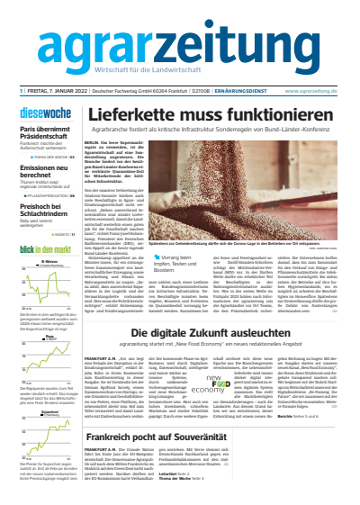 Cover der Ausgabe: agrarzeitung Jahrgang 77 (2022), Heft 1