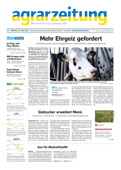 Cover der Ausgabe: agrarzeitung Jahrgang 77 (2022), Heft 20