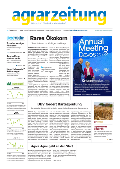 Cover der Ausgabe: agrarzeitung Jahrgang 77 (2022), Heft 21