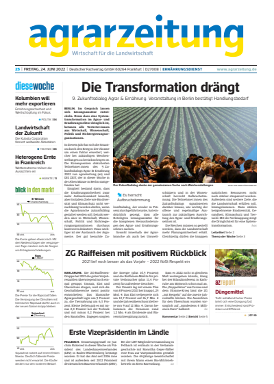 Cover der Ausgabe: agrarzeitung Jahrgang 77 (2022), Heft 25