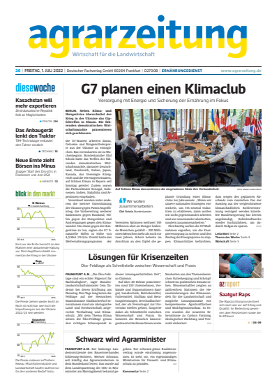 Cover der Ausgabe: agrarzeitung Jahrgang 77 (2022), Heft 26
